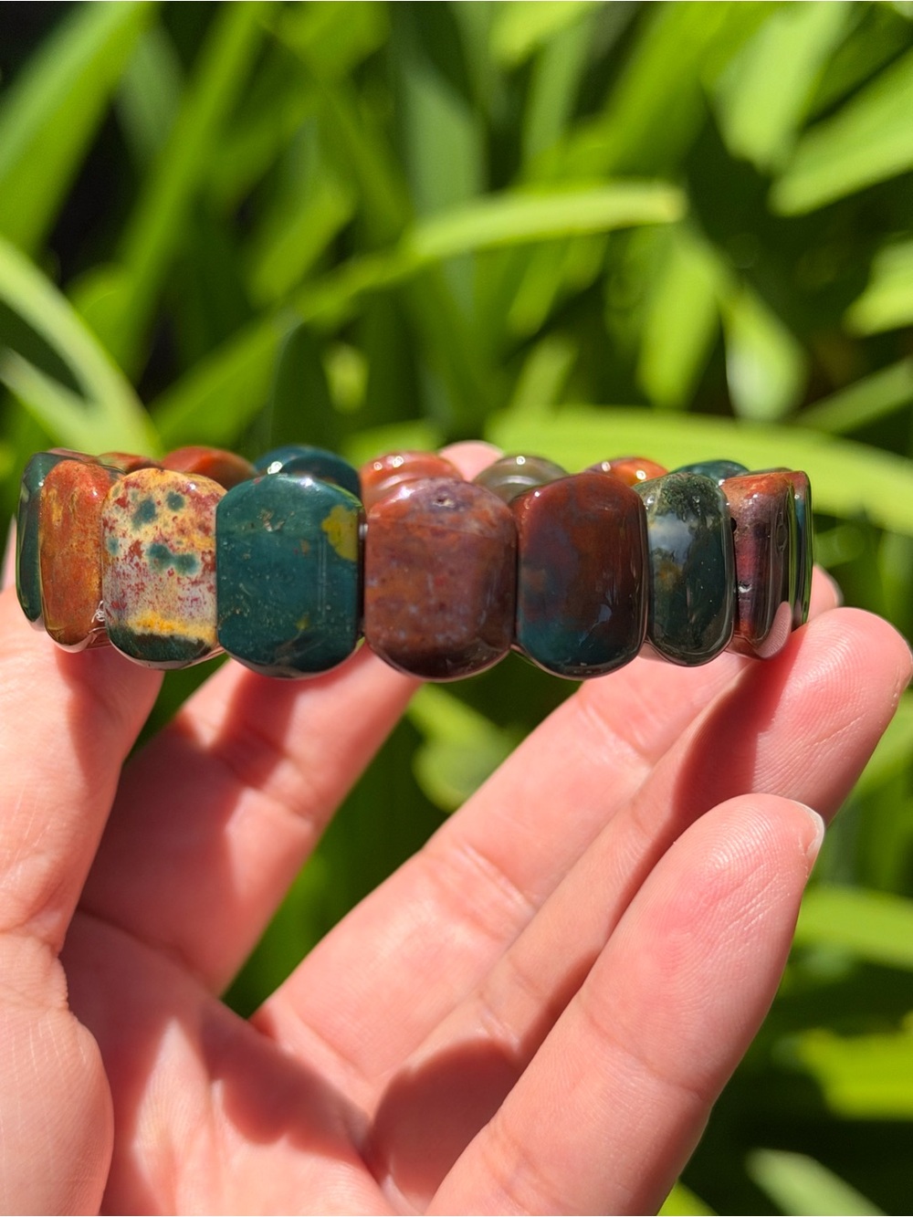 7 inches stretchable multicolor ocean jasper soft bangle 1906
